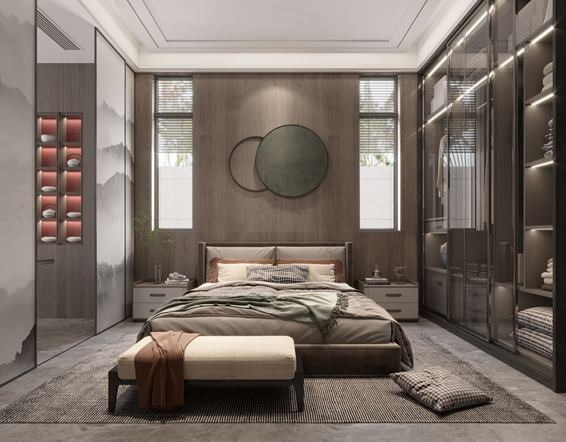 350平獨(dú)棟別墅輕奢風(fēng)主臥裝修設(shè)計(jì)效果圖