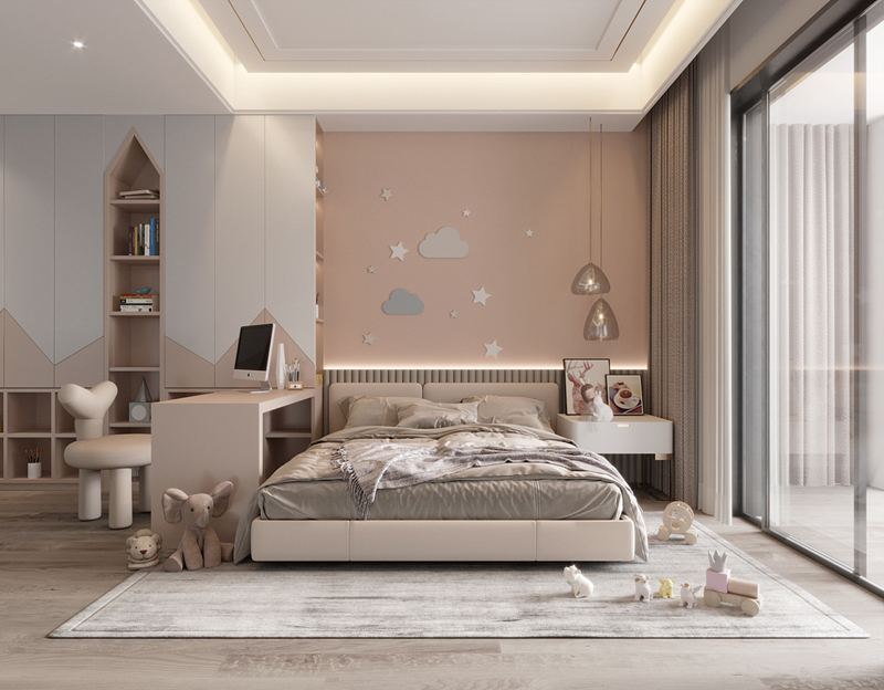 350平獨(dú)棟別墅輕奢風(fēng)兒童房裝修設(shè)計(jì)效果圖