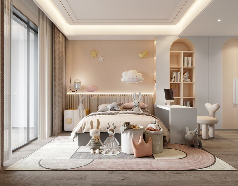 350平獨(dú)棟別墅輕奢風(fēng)兒童房裝修設(shè)計(jì)效果圖